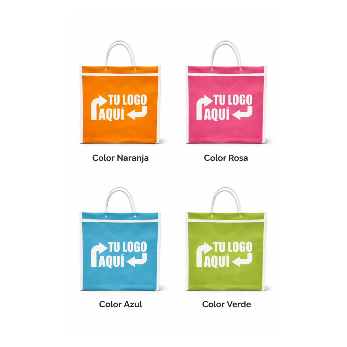 Bolsa mandadera publicitaria personalizada con impresión en ambos lados color rosa para negocio medidas 35 x 30
