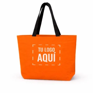 Bolsa mandadera publicitaria personalizada con impresión en ambos lados color rosa para negocio medidas 34 x 30